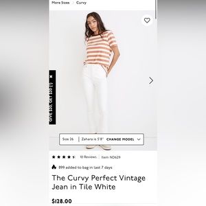 Madewell The Curvy Perfect Vintage Jean in Tile White